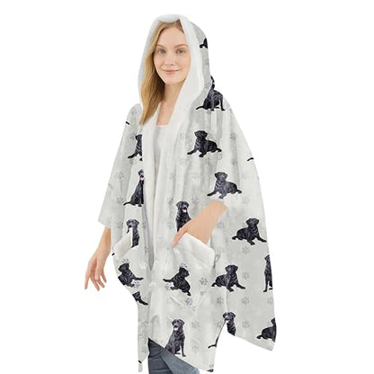 E&S Pets Sherpa Wearable Blanket Hoodie for Women – Soft Fleece Snuggs Wrap – 32 Dog & Cat Breeds – Warm Pet Lover Gifts - color: Labrador Black