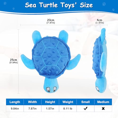 Squeaky Sea Turtle Plush Dog Toy - Durable, No Stuffing, Interactive Chew Toy for Small Dogs - Relieve Anxiety, Teething, and Keep Them Busy for Puppy(Blue) - color: Blue