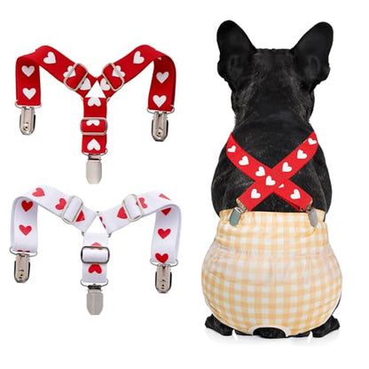 2Pcs Adjustable Dog Suspenders(Large) | Adjustable Dog Suspenders Diaper Keeper for Female Dog Skirts Dresses Pants Clothes - size: Small