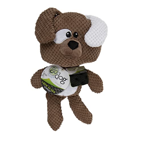 goDog Checkers Dog Squeaky Plush Dog Toy, Chew Guard Technology - Brown, Large - color: Dog (Brown), size: Large