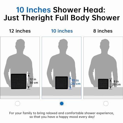 G-Promise All Metal 10 Inch Rain Shower Head with Power Wash Mode Handheld Spray Combo, Pause Setting 3-way Diverter, Full Body Coverage Waterfall Showerhead, Luxury Bathroom Upgrade (Matte Black) - color: Matte Black, size: 10 Inches