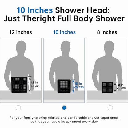 G-Promise All Metal 10 Inch Rain Shower Head with Power Wash Mode Handheld Spray Combo, Pause Setting 3-way Diverter, Full Body Coverage Waterfall Showerhead, Luxury Bathroom Upgrade (Matte Black) - color: Matte Black, size: 10 Inches