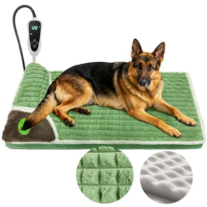 GOLOPET Cat Heating Pad 28x18 in Pet Heating Pads for Cats，Waterproof Smart Thermostat Switch, Adjustable Heated Cat Bed (Green, 34.0" L x 23.0" W x 0.5" Th) - color: green, size: 34 x 23 in