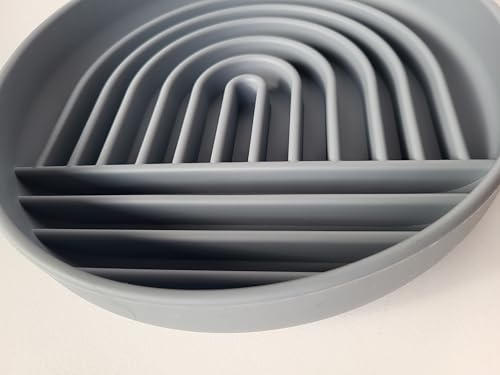 Modern Rainbow Pet Slow Feeder Bowl, Silicone Slow Feeder for Dogs & Puppies, Slow Eating, Modern Lick Mat Design, Reduces Gulping, Dishwasher Fit, for All Breed, Durable Mealtime Puzzle (Slate)