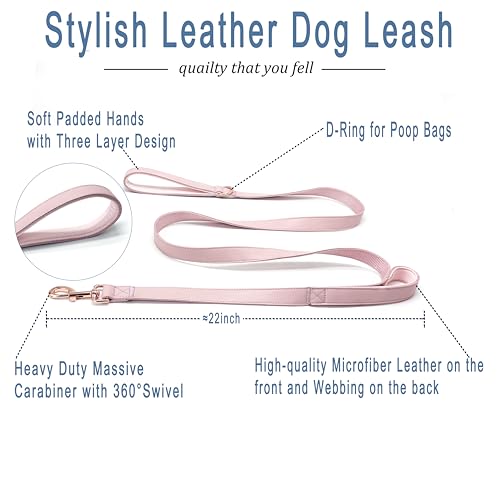 Dog Leash 6ft Long,Traffic Padded Two Handle,Heavy Duty,Double Handles Lead for Control Safety Training,Leashes for Large Dogs or Medium Dogs,Dual Handles Leads (Pink, 25MM*6FT) - color: Pink