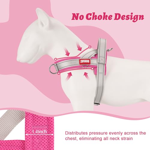 Escape Proof Dog Harness, No-Pull No Choke Soft Padded Breathable Lightweight Mesh Dog Harness for Small Dogs, Reflective Adjustable Pet Vest with Front Clip, Pink/Gray, S - color: Pink/Gray, size: Small