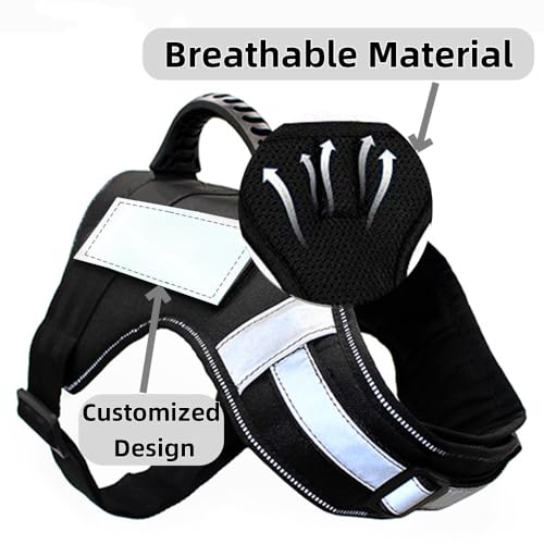 Dog Harness with Handle - No Pull Heavy Duty Dog Harness Reflective Vest for Medium Sized Dogs Tactical Training Walking, Easy Walk Harness Adjustable Removable Service Harnesses, L Black - color: Black, size: L