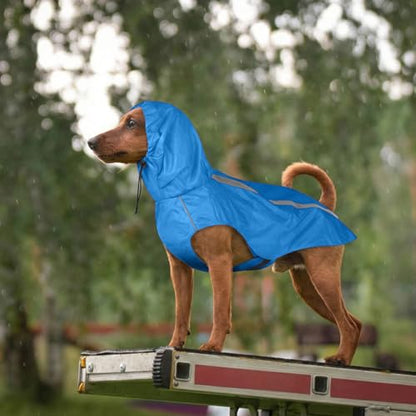 Dog Raincoat with Reflective Strip Hoodie, Waterproof Dog Raincoats, Adjustable Lightweight Hooded Poncho Dog Rain Jacket, Snowproof Windproof Clothes, Dog Raincoat for Large Dogs - color: Blue, size: L
