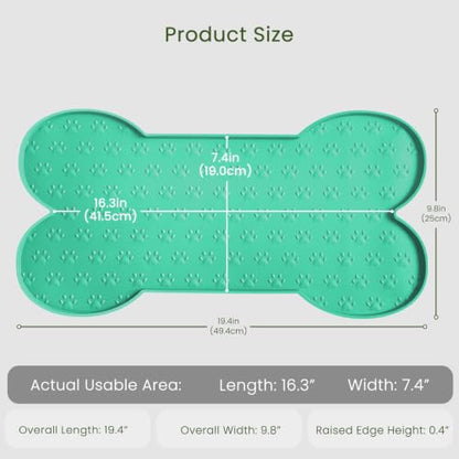 PWTAA Dog Food Mat Anti-Slip Silicone Dog Bowl Mat Thicker Pet Placemat Waterproof Cat Feeder Pad with Raised Edge Puppy Kitten Feeding Mats Suitable Small Medium-Sized Dogs Cats Eating Tray - 2PCS - color: Green, size: 19.4" x 9.8"-2PCS