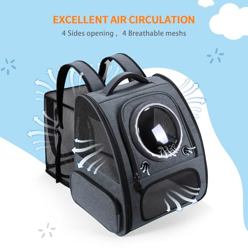 Bubble Cat Backpack Carrier, Expandable Cat Carrier Backpack,Breathable Pet Backpack for Medium Cat,Kitten and Small Puppy, Large Space,Portable Bags Foldable Dog Backpack for Traveling,Hiking(Grey) - color: 01-Grey