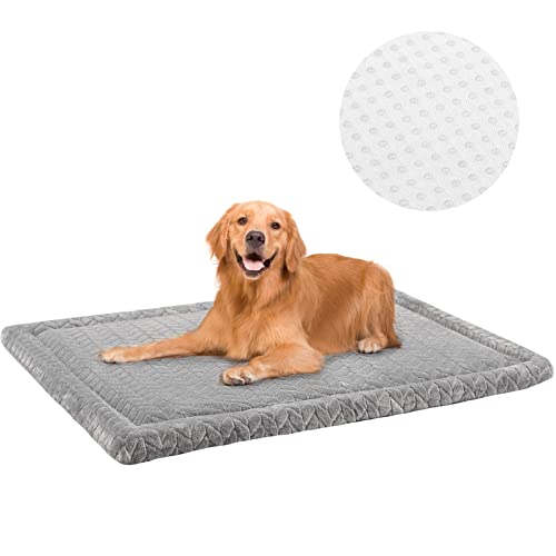 BEAUTYZOO Dog Bed Crate Pad 42 x 28 inch, Washable Dog Crate Mat for X-Large Sized Dogs, Anti-Slip Pet Crate Bed Kennel Pad, Durable Cozy Puppy Sleeping Mat Rectangle Mattress, Grey - color: Wheat, size: 42.0"L x 28.0"W x 1.1"Th