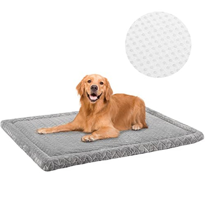 BEAUTYZOO Dog Bed Crate Pad 42 x 28 inch, Washable Dog Crate Mat for X-Large Sized Dogs, Anti-Slip Pet Crate Bed Kennel Pad, Durable Cozy Puppy Sleeping Mat Rectangle Mattress, Grey - color: Wheat, size: 42.0"L x 28.0"W x 1.1"Th