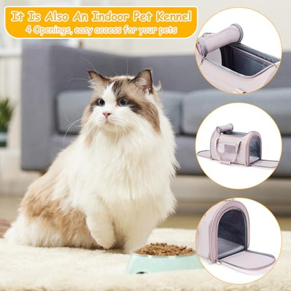 Cat Carrier Soft, Pet Dog Carrier Soft-Sided Airline Approved, Pet Travel Carrier Up to 20lbs, Collapsible Cat Carrier Dog Carrier for Medium Cats Small Dogs, Pink - color: Pink