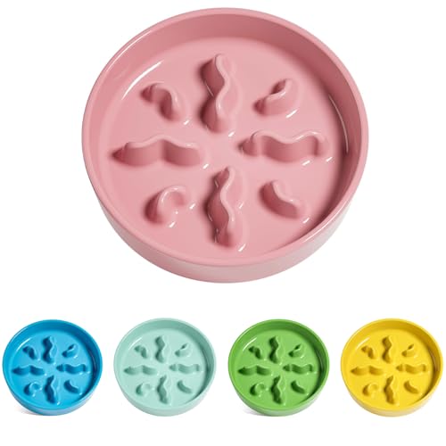 LE TAUCI PET Ceramic Slow Feeder Dog Bowls Small Breed, 0.5 Cups Dog Food Dish for Fast Eaters, Puzzle Bowl for Small Dogs and Cats, 5.5 Inch-Pink - color: Pink