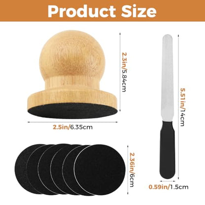 Dog Nail File Scratch Board Set, Round Wooden Paw Scratch Board, Includes 6 Replaceable Sandpaper Discs and Pet Claw File, Nail Care Grooming Tool for Dogs, Helps Smooth Claws