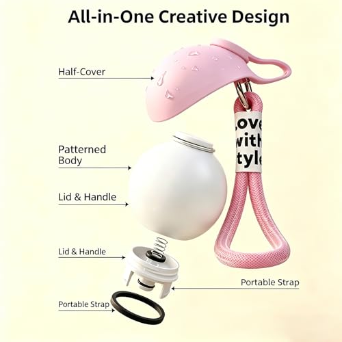 Portable Dog Water Bottle, Flip-Top Silicone Bowl Design, Insulated Hot & Cold Retention Material, One-Hand Leakproof Use, Perfect for Walking & Hiking, 10oz (Pink, No Print) - color: Pink