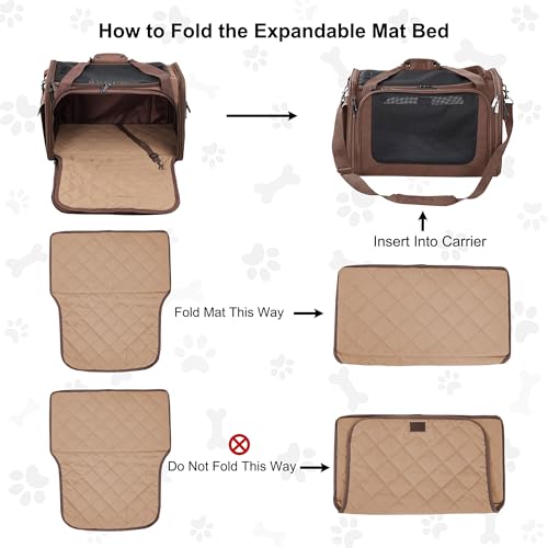 EliteField Deluxe Soft-Sided Pet Carrier (3 Year Warranty, Airline Approved), Travel Bag for Dogs, Cats & Small Pets, with Expandable Mat - color: Brown, size: Large: 20"L x 12"W x 12"H
