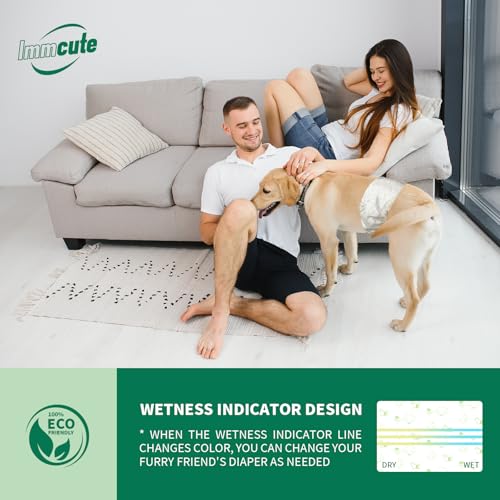 IMMCUTE Dog Diapers Male 50 Ct, XS Size, Super-Absorbent Male Dog Wraps Disposable Doggie Diapers with Wetness Indicator, Puppy Diapers Male for Marking, Excitable Urination - size: Extra Small (50 Ct)
