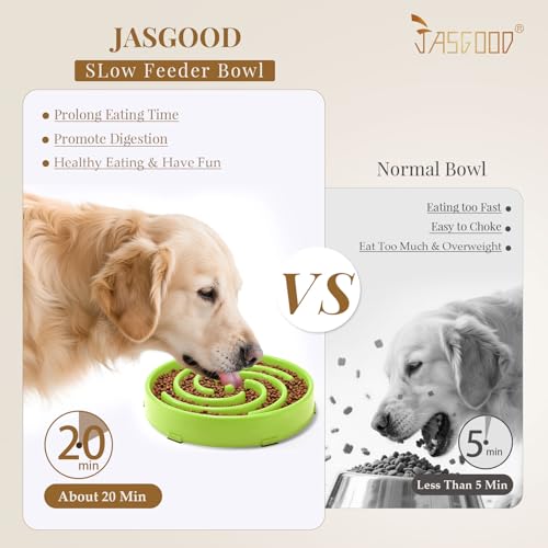 JASGOOD Slow Feeder Dogs Bowl for Large Medium Dogs,Anti-Gulping Pet Slower Food Feeding Bowls Stop Bloat,Preventing Choking Healthy Design Dogs Bowl - color: P-grass green
