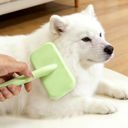 Pet Groomer Pin Brush, Professional Dog Wahing Brush Self Cleaning Slicker Comb for Cats & Dogs - color: Large Green, size: 6.5*4.72*1.97in
