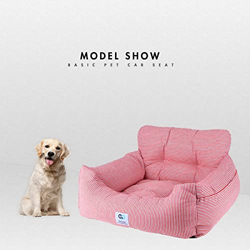Aidou Dog Booster Seat for Small to Large Dogs & Cats, Travel Safety Seat with Storage & Dual-use Car & Home (Small Red Stripe) - color: Small red stripe
