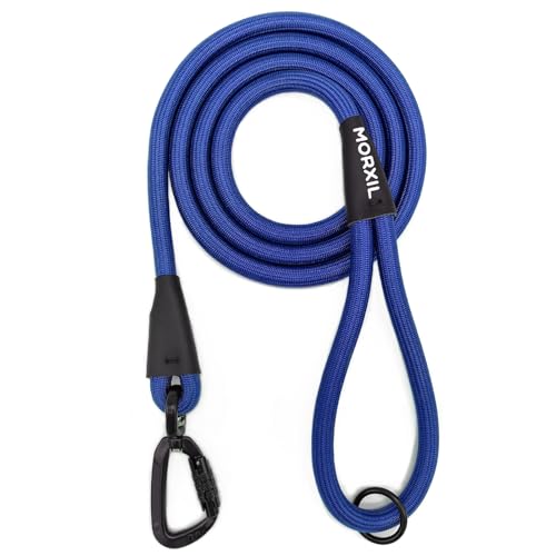 Rope Dog Leash, 6 Foot Heavy Duty Dog Leash with Aviation Aluminum Auto Locking Carabiner, Strong Nylon Pet Lead for Small, Medium, Large Dogs (Blue, 6FT) - color: Blue, size: 6 Foot Single Handle