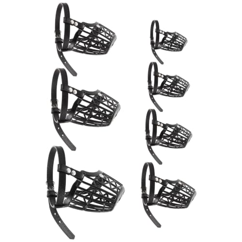 UKCOCO 1set Plastic Basket Dog Muzzle with Adjustable Pu Leather Strap Breathable Mouth Cover for Biting Barking Chewing Control Lightweight Black Masks for Large Dogs