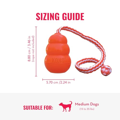 KONG Aqua Floating Fetch Toy - Dog Floating Toy for Water Retrieval, Play, Exercise & More - Natural Rubber Dog Toy with Foam Interior & Rope for Farther Throwing - Orange, for Medium Dogs - size: Medium (Pack of 1)