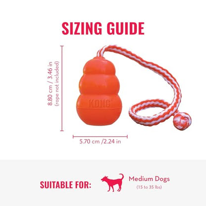 KONG Aqua Floating Fetch Toy - Dog Floating Toy for Water Retrieval, Play, Exercise & More - Natural Rubber Dog Toy with Foam Interior & Rope for Farther Throwing - Orange, for Medium Dogs - size: Medium (Pack of 1)