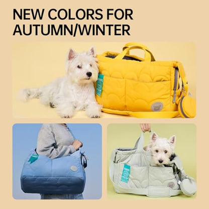 Macaron Cloud Pet Carrier Bag for Small Dogs and Cats, Lightweight Handheld Shoulder Crossbody Puppy Carrier with Storage Pocket, Breathable Expandable Pet Travel Carrier for (Yellow) - color: Yellow
