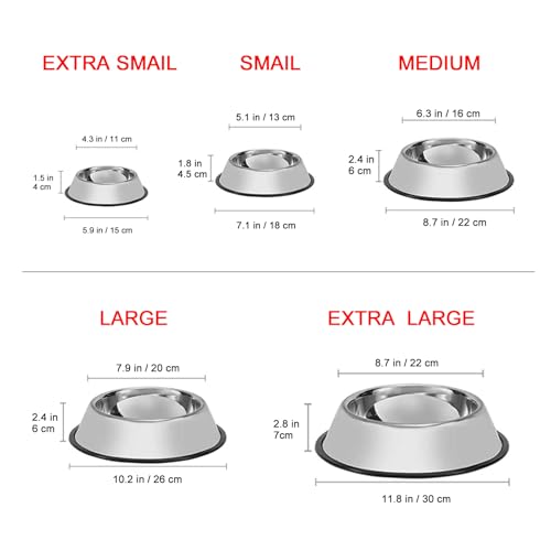 Stainless Steel Dog Bowls, 1 Cup Cat Bowl with Rubber Base for Cats, Puppy - color: Stainless steel (2Pack), size: 1 Cup/5.9" Dia x 1.5" H (2Pack)
