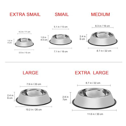 Stainless Steel Dog Bowls, 1 Cup Cat Bowl with Rubber Base for Cats, Puppy - color: Stainless steel (2Pack), size: 1 Cup/5.9" Dia x 1.5" H (2Pack)