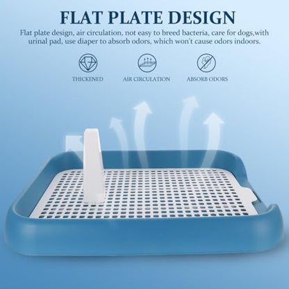 ULTECHNOVO 17.7" Mesh Dog Toilet Indoor Puppy Potty Tray Anti-Slip Pet Pee Pad Holder - color: Blue