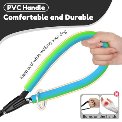 Dog Leash Heavy Duty 4/5/6ft XiaZ 2 Handles Dog Leashes for Medium Large Dogs 1/2 Inch 1000lb Strength Reflective PVC Waterproof-Handles Metal Hook Dual-Handle Rope Leash Nighttime Safety - color: Black, size: 6FT (1/2")