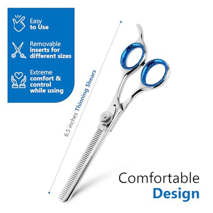 Laazar Pro Shears Thinning Pet Grooming Shear - 6.5 42 Teeth Scissors for dogs cats and pets - size: 6.5 Inch