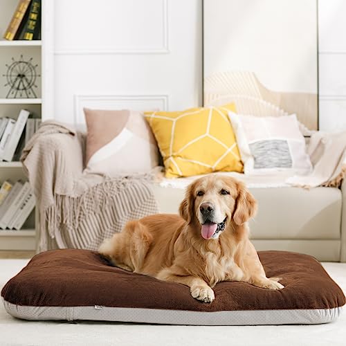 Magic Dog Super Soft Large Dog Bed Pad Mat Orthopedic Pet Beds 30 Inch Washable Anti Slip Dog Sleeping Mattress with Removable Cover, Dark Brown M - color: Dark Brown, size: 32.0"L x 24.0"W x 3.0"Th