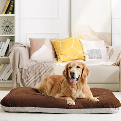 Magic Dog Super Soft Large Dog Bed Pad Mat Orthopedic Pet Beds 30 Inch Washable Anti Slip Dog Sleeping Mattress with Removable Cover, Dark Brown M - color: Dark Brown, size: 32.0"L x 24.0"W x 3.0"Th