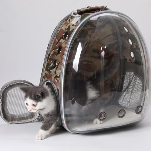 TOYSINTHEBOX Cat Backpack Carrier Back Expandable Bubble Pet Carrier Backpack for Large Cat, Kitten and Dog, Designed for Hiking, Camo - color: Camo