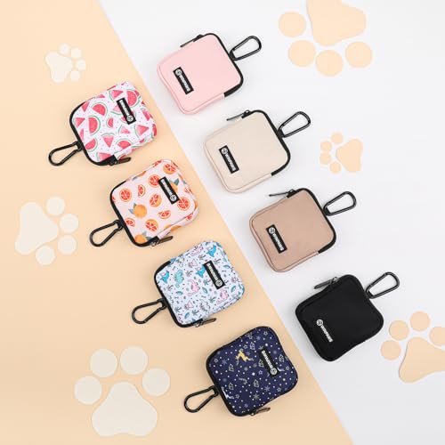 Dog Treat Pouch with Training Clicker,Waterproof Nylon Fabric Poop Bag Holders for Leashes,Hands Free Small Dog Walking Bag with Carabiner, Pet Puppy Training Walking Essentials (Moose) - color: Moose