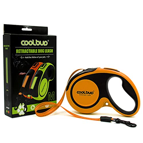 Retractable Dog Leash, 16ft Pet Walking Leash for Medium Dogs up to 66 lbs, One Button Break & Lock, Heavy Duty, Strong Nylon Tape, Tangle-Free (Orange, Medium) - color: Orange, size: Medium