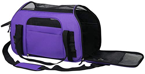 EliteField Soft Pet Carrier (3 Year Warranty, Airline Approved) Soft Sided Dog Puppy Cat Carrier Travel Bag (X-Large: 21" L x 12" W x 13" H, Purple) - color: Purple, size: 21.0"L x 12.0"W x 13.0"H