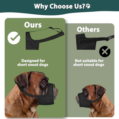 Mayerzon Pitbull Muzzle, Soft Dog Muzzle with Anti-Slip Strap for American Bully Bulldog Boxers Rottweilers, Fabric Mouth Guard for Medium Large Short Snout Dog Anti Biting Chewing, Allow to Drink - size: M [Snout Cir: 8.5"-9.5"]