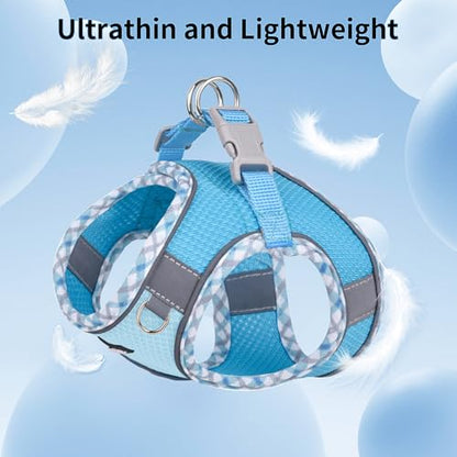 AIITLE Small Dog Harness - Breathable Double-Layer Jacquard No-Choke Vest, Durable Anti-Tear Fabric with Reflective Trim - Perfect for Running, Parties, Daily Walks (Blue, XS) - color: Blue, size: XS(Chest: 11.5 - 13.5")