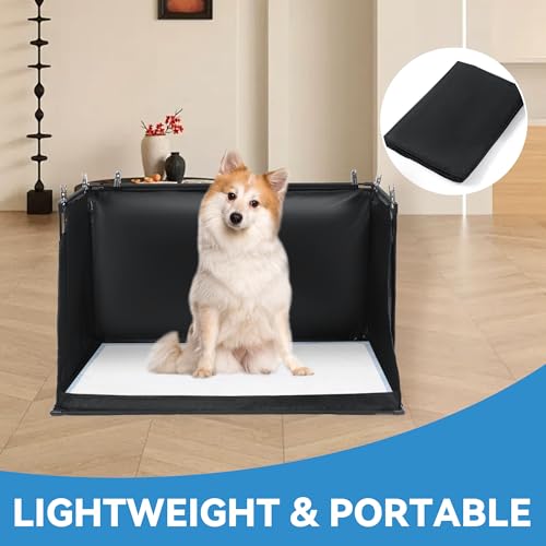 MABOZOO Dog Pee Pad Holder with High Walls, Foldable Dog Litter Box Pee Shields Indoor Dog Potty for Small and Medium Dogs, No Spill Pee Pad Holder Tray for Dogs Work (33.8*28*17.7in). Patent Pending - size: 34x28x17.7in