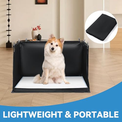 MABOZOO Dog Pee Pad Holder with High Walls, Foldable Dog Litter Box Pee Shields Indoor Dog Potty for Small and Medium Dogs, No Spill Pee Pad Holder Tray for Dogs Work (33.8*28*17.7in). Patent Pending - size: 34x28x17.7in