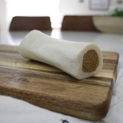 Cadet Stuffed Shin Bone, Long Lasting Dog Bones for Aggressive Chewers, High Protein Filled Dental Chew, Bully Stick Peanut Butter Filling, 5-6" for Large Dogs - size: 1 Count (Pack of 1)