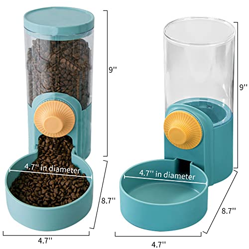 kathson 35oz Hanging Automatic Food Water Dispenser Gravity Pet Auto Feeder Waterer Set for Rabbit Cat Dog Chinchilla Ferret (Food and Water Dispenser)