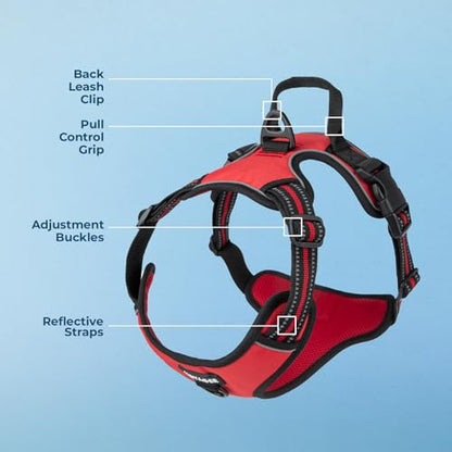 Voyager Dog Harness Dual Leash Attachment No-Pull Control Adjustable Soft but Strong Pet Harness for Medium and Large Dogs with 3M Reflective Technology, Red Lattice Nylon, M (Chest: 20-25") - color: Red Lattice Nylon, size: M (Chest: 20 - 25")