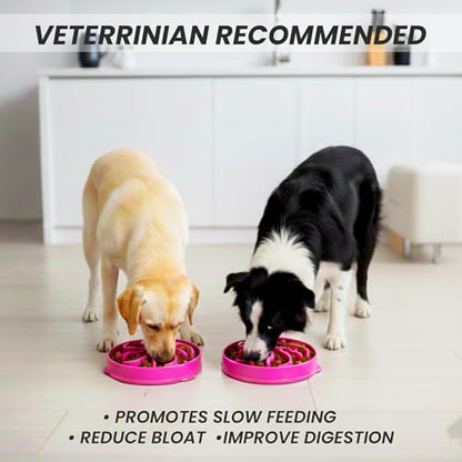Slow Feeder Dog Bowl for Small, Medium & Large Dogs – Anti-Gulping Puzzle Maze Bowl, Non-Slip Slow Eating Dog Dish, Prevents Bloat & Improves Digestion, Interactive Pet Feeder (Pink, Large) - color: Pink, size: Large