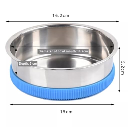 Anti-Slip Stainless Steel Pet Bowl for Dogs & Cats, Yellow